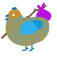 early bird, a gold and sky chicken with a lace pattern