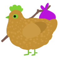 kumquat, a gold chicken with a speckle pattern