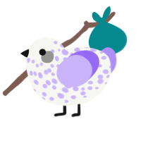 Mensa, a white and lilac chicken with a speckle pattern