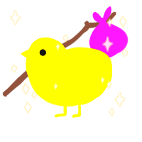 Squeaky Ducky, a yellow chicken with a head pattern