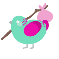 Cezary, a mint and fuchsia chicken with a neck-band pattern