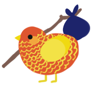 I GOT ITTT, a vermilion and yellow chicken with a lace pattern