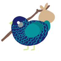 Toby, a navy and teal chicken with a lace pattern