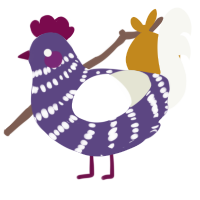 Audrina, a overcast and white chicken with a bar pattern
