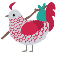 peparmint, a mist and crimson chicken with a lace pattern