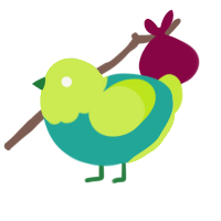 Gardener, a turquoise and lime chicken with a head pattern