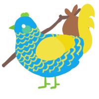 (unnamed), a sky and yellow chicken with a lace pattern