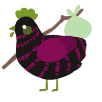 Cauldron, a sable and wine chicken with a bar pattern
