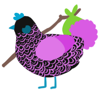 (unnamed), a black and orchid chicken with a double-lace pattern