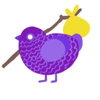 yxx blurple, a violet and blurple chicken with a lace pattern