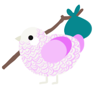Petal, a white and lavender chicken with a double-lace pattern