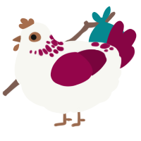 (unnamed), a white and maroon chicken with a neck-speckle pattern
