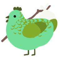 Dewey, a spring and chartreuse chicken with a half-lace pattern