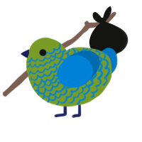 oh, a chartreuse and sapphire chicken with a lace pattern