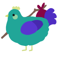 (unnamed), a turquoise and indigo chicken