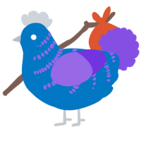 (unnamed), a sapphire and blurple chicken with a half-bar pattern