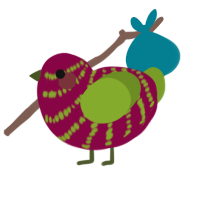 baby, a maroon and chartreuse chicken with a bar pattern