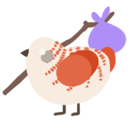 (unnamed), a cream and vermilion chicken with a half-bar pattern
