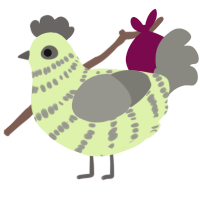 Clover, a apple and ash chicken with a bar pattern
