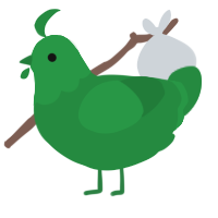 Beanstalk, a viridian chicken with a head pattern