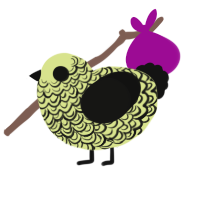 Pale Reflection, a lemon and black chicken with a double-lace pattern