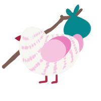 (unnamed), a white and pink chicken with a bar pattern