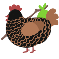 Brownie, a black and brown chicken with a lace pattern