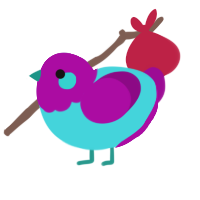 Gatorade Pasta, a aqua and plum chicken with a head pattern
