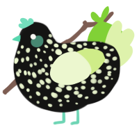 Starry, a black and apple chicken with a speckle pattern