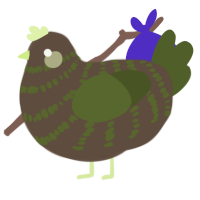 kiwi the food, a bark and olive chicken with a bar pattern