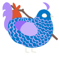 Ch0rbstiel, a sapphire and lilac chicken with a lace pattern