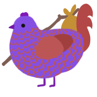 Lizeth, a blurple and red chicken with a lace pattern