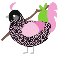 Amelie, a black and pink chicken with a double-lace pattern