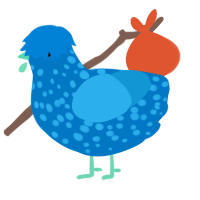 Stream, a sapphire and sky chicken with a speckle pattern