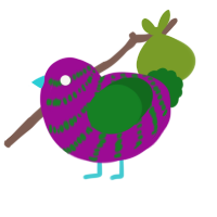 party hat, a plum and leaf chicken with a bar pattern