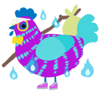 XCyberSapphireX, a amethyst and aqua chicken with a bar pattern