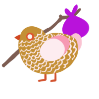 sherbert, a gold and rose chicken with a lace pattern