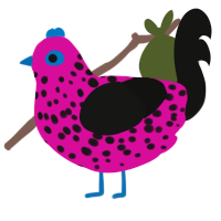 (unnamed), a fuchsia and black chicken with a speckle pattern