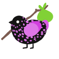 (unnamed), a black and orchid chicken with a speckle pattern