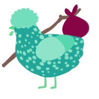 Brutus, a turquoise and mint chicken with a speckle pattern