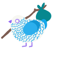 party popper, a white and sky chicken with a lace pattern