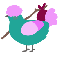 Macaron, a turquoise and lavender chicken