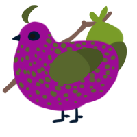 barney, a plum and olive chicken with a speckle pattern