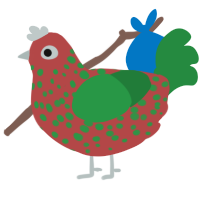 chrismas came early, a red and viridian chicken with a speckle pattern