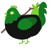 Oskar, a black and leaf chicken with a head pattern
