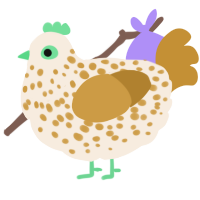 Nugget, a cream and gold chicken with a speckle pattern