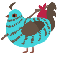 (unnamed), a aqua and bark chicken with a bar pattern