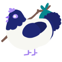 (unnamed), a white and navy chicken with a head pattern