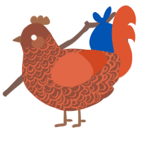 Shrimp Fried Rice, a russet and vermilion chicken with a double-lace pattern