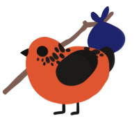 (unnamed), a vermilion and sable chicken with a neck-speckle pattern